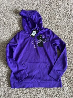 NWT Under Armour Purple Pullover Hoodie with Black Logo